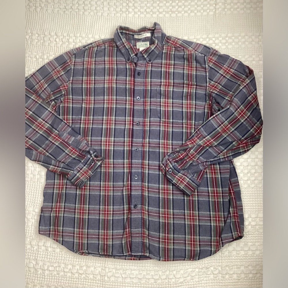 Mens LL Bean‎ Scotch Plaid Traditional Fit Flannel Shirt XL Reg